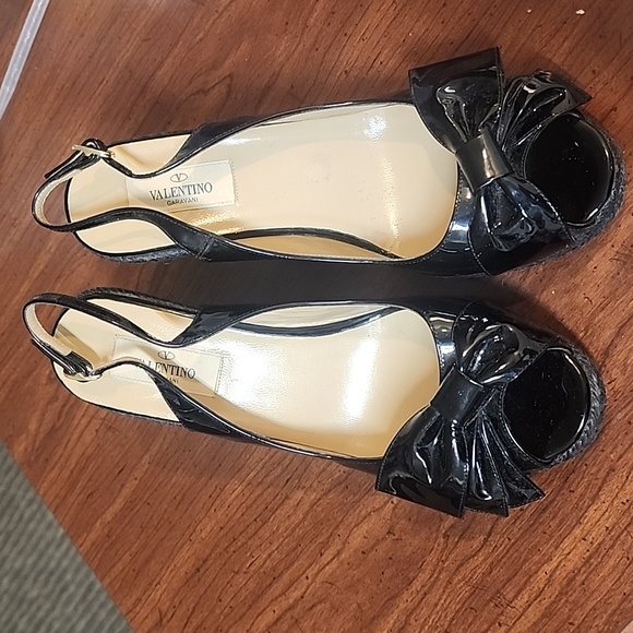 Valentino black wedge patent leather espadrilles - Picture 2 of 12